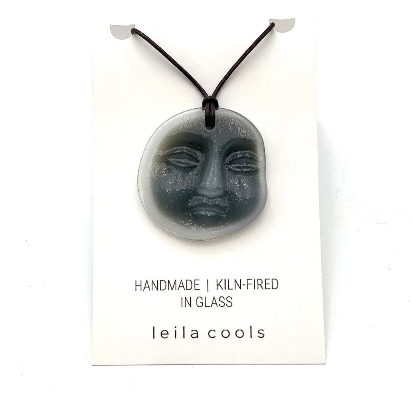 Sun/Moon Face Necklace - Grey
