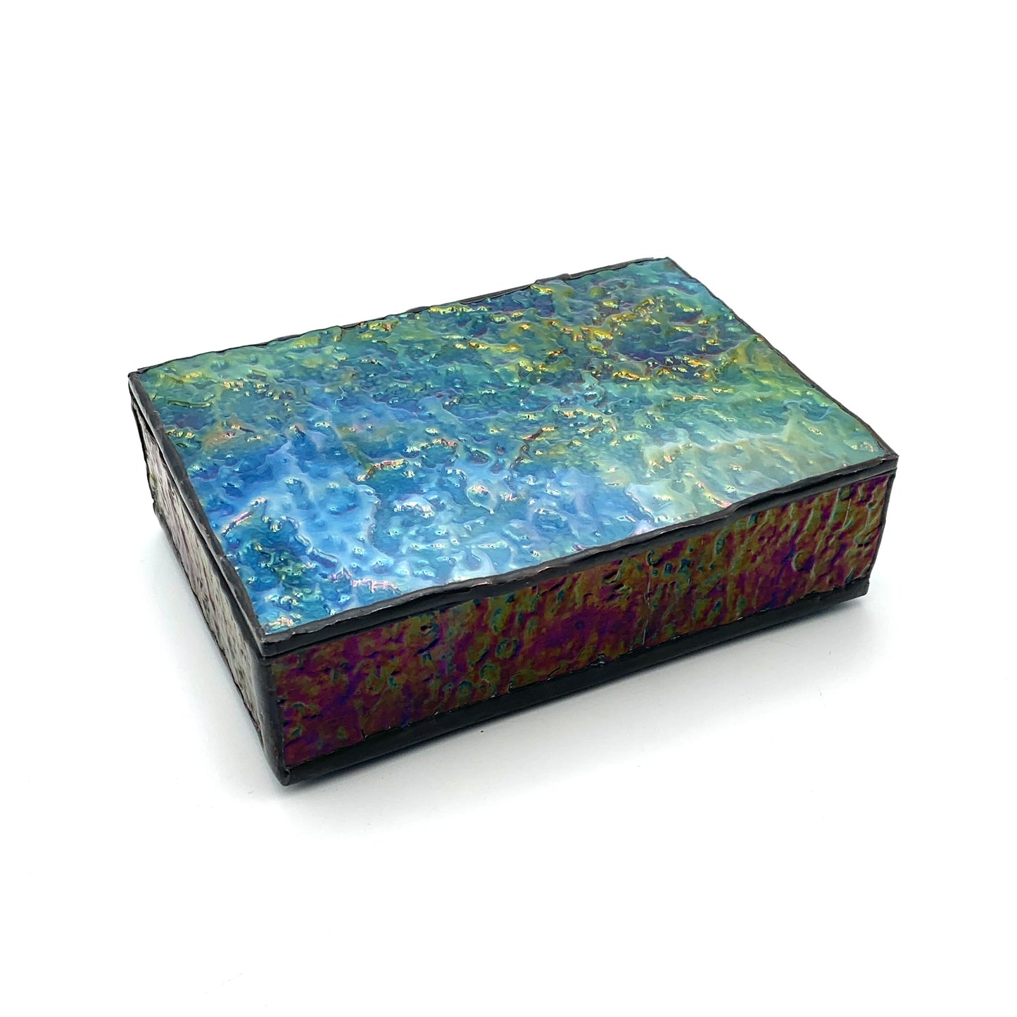 Blue/Green Rectangle Stained Glass Box