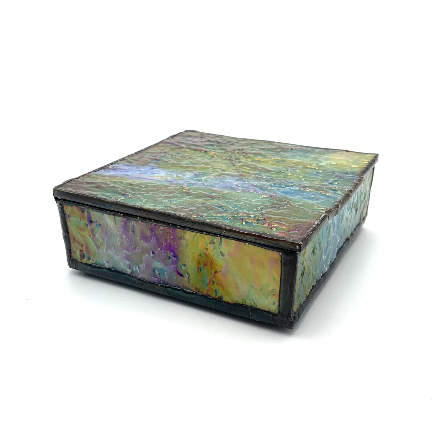 Blue/Green Square Stained Glass Box