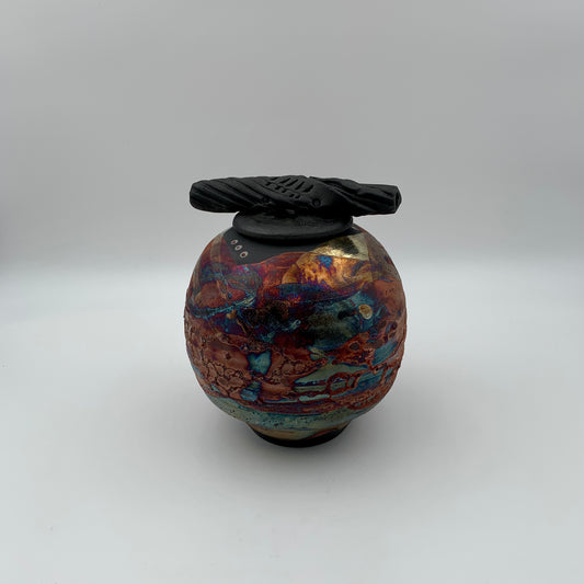 Raku Luster Lidded Jar Medium