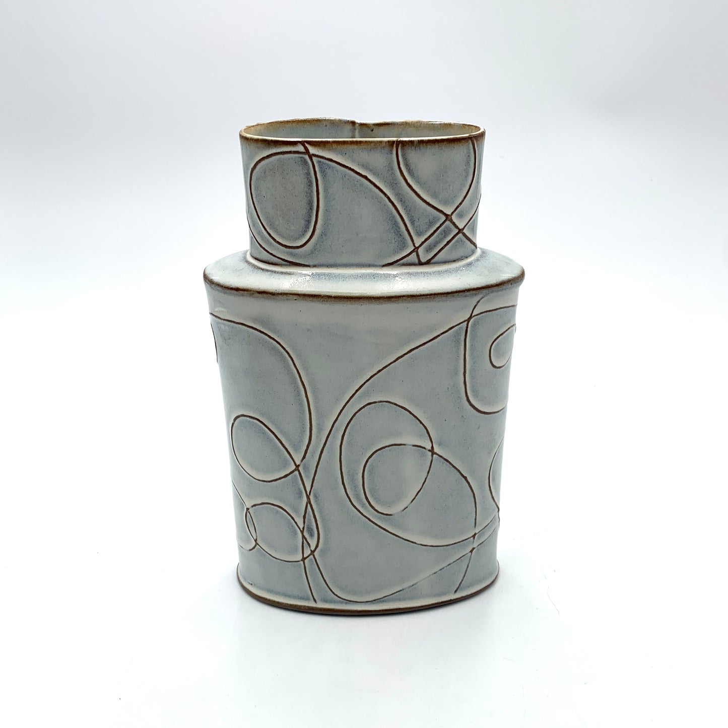 White Vase Tall w/Swirls