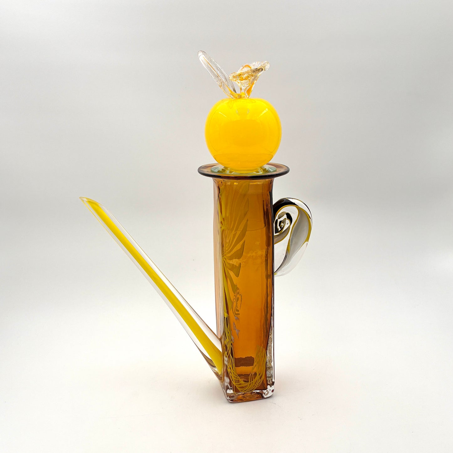Large Amber Glass Lidded Teapot