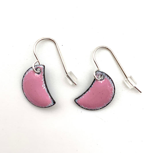 Enamel Mini Moon Earrings