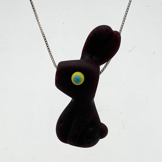 Glass Chocolate Bunny Necklace