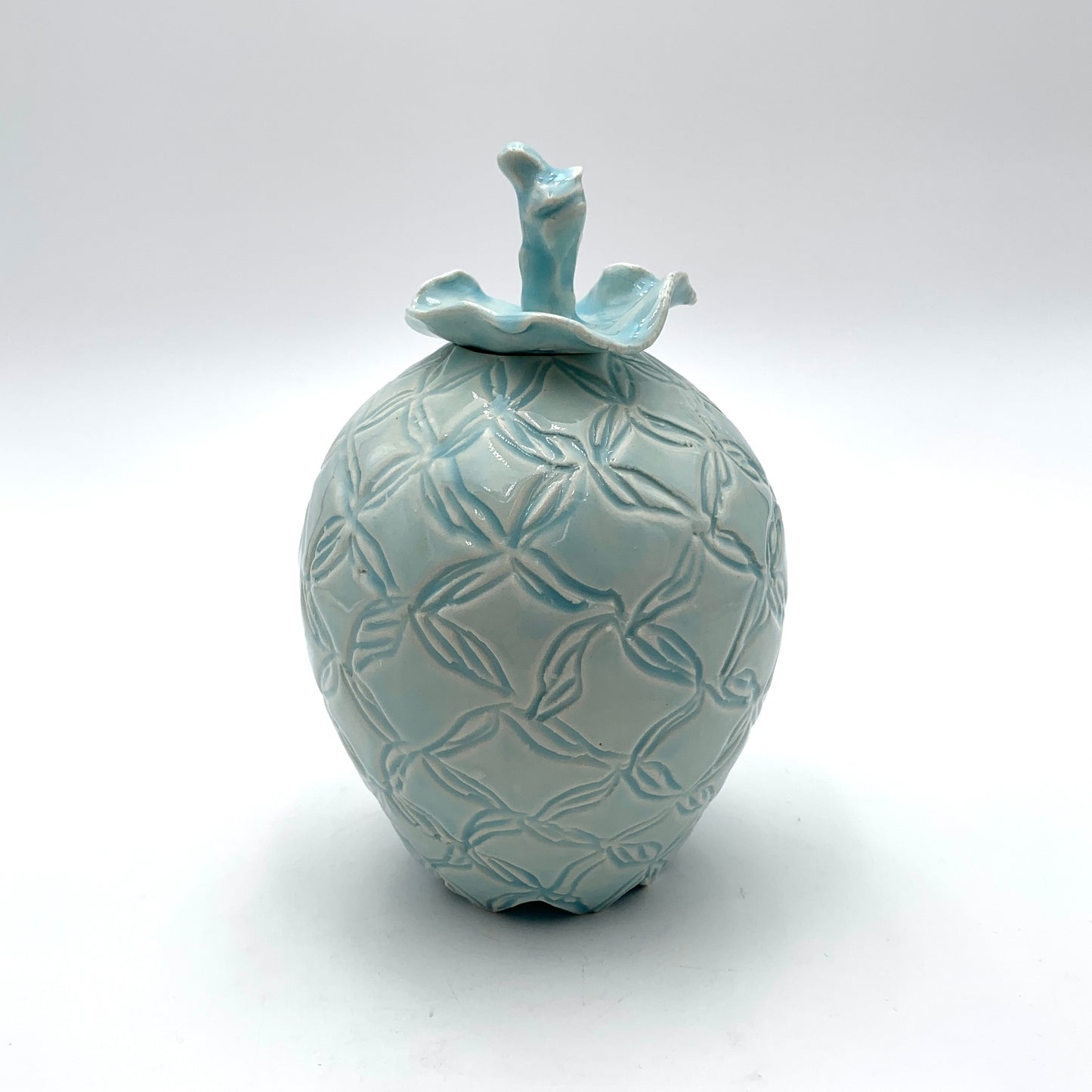 Lidded Vase Carved Celadon