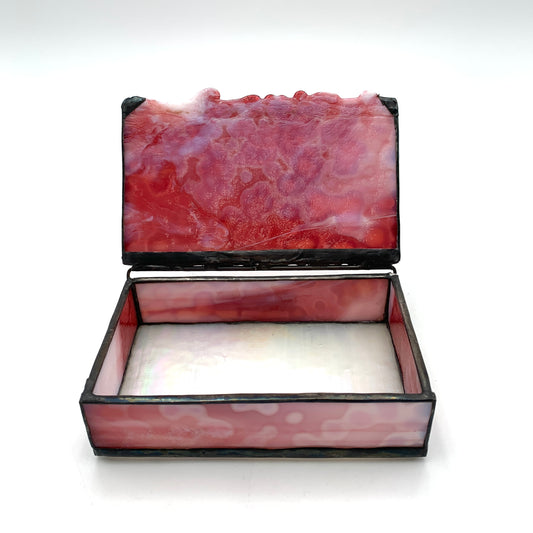 Pink/Red/White Blobs Stained Glass Box