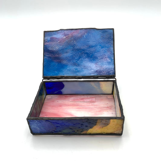 Blue/Pink/Yellow Stained Glass Box