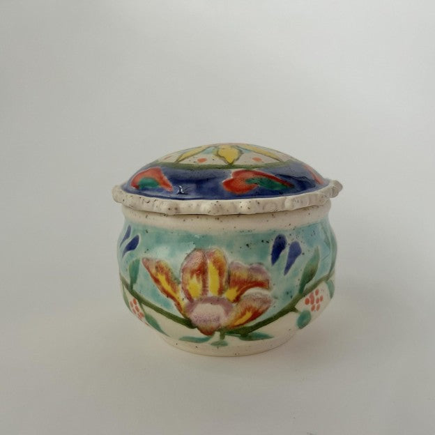 Covered Jar with Flowers