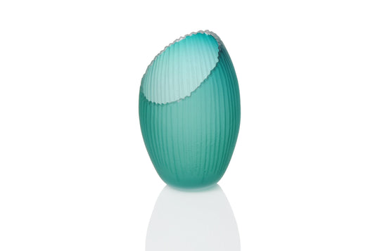 5 Inch Carved Glass Peak Vase