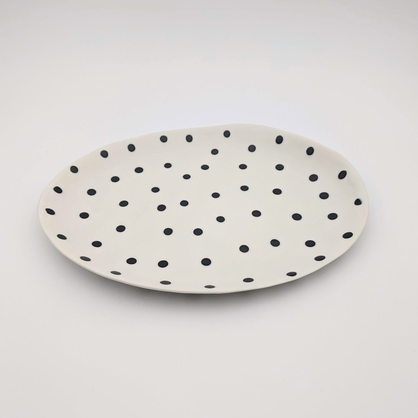 Oval Plater White w/ black spots