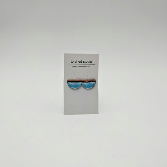 Enamel crescent earrings