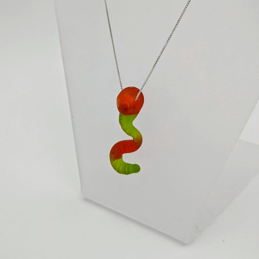 Glass Gummy Worm Necklace