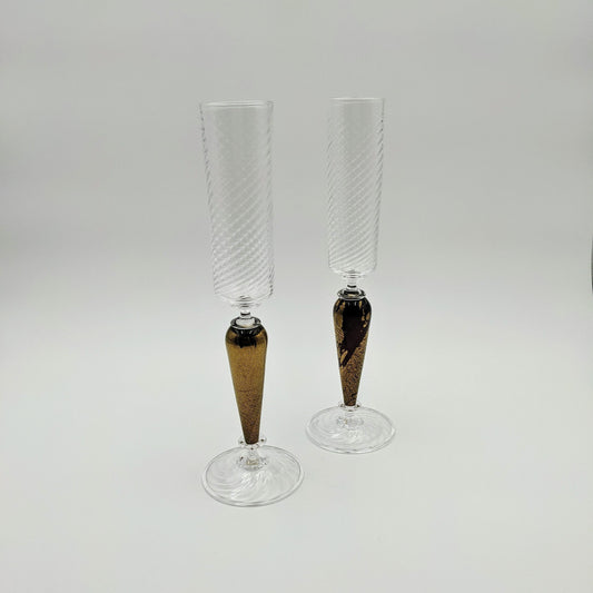 Champagne Flutes - Black and Gold