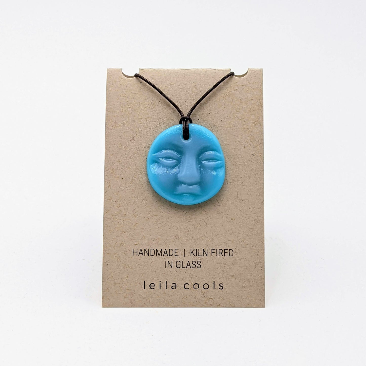 Sun/Moon Face Necklace - Blue