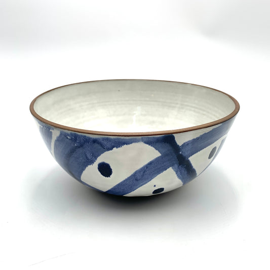 Bowl White w/ Cobalt Lrg.