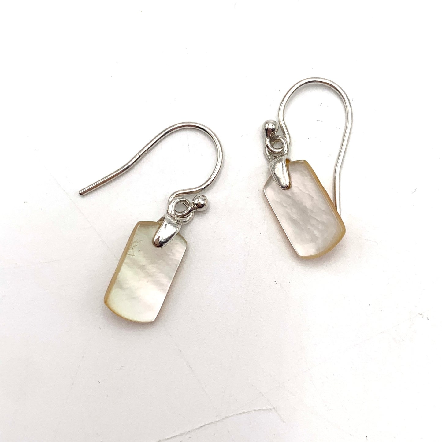 SS MOP Rectangle Hook Earrings
