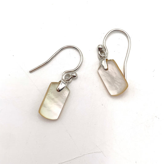 SS MOP Rectangle Hook Earrings