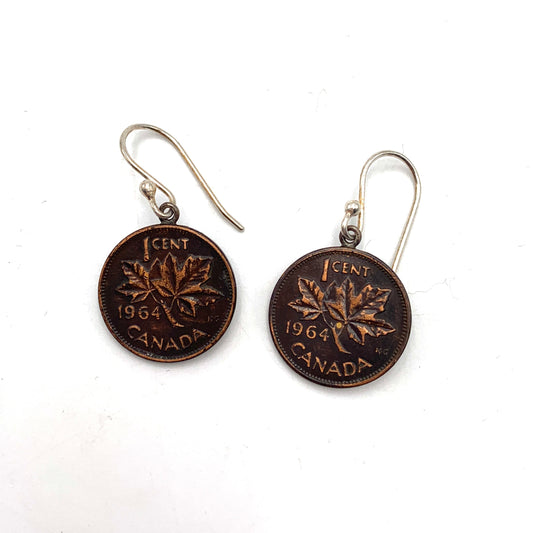 SS 1964 Canadian Penny Drop Hook Earrings