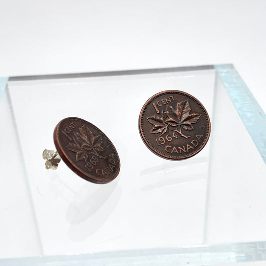 SS 1964 Canadian Penny Stud Earrings