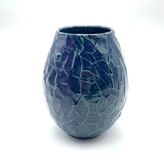 Blue Carved Vase #5