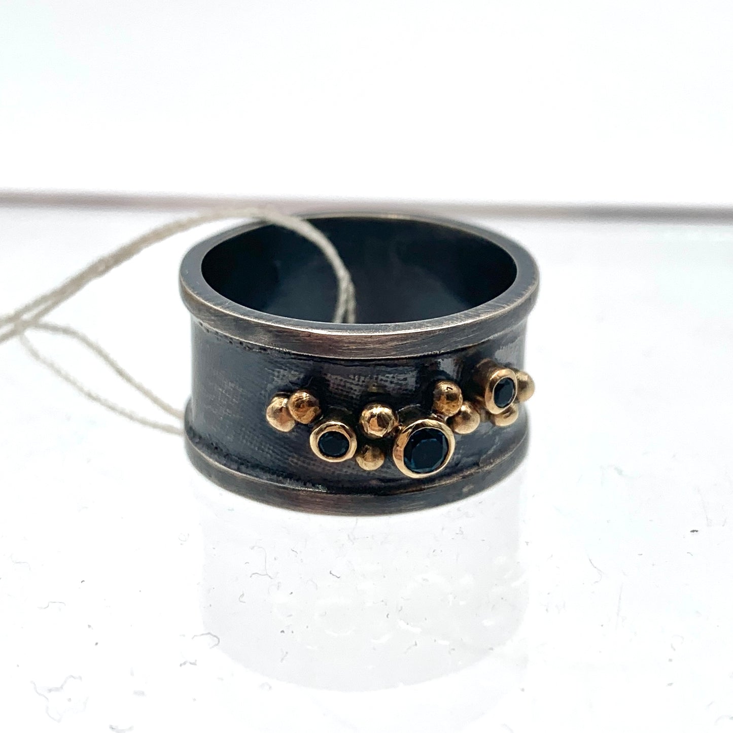 Oxidized SS and 14k Gold London Blue Topaz Ring