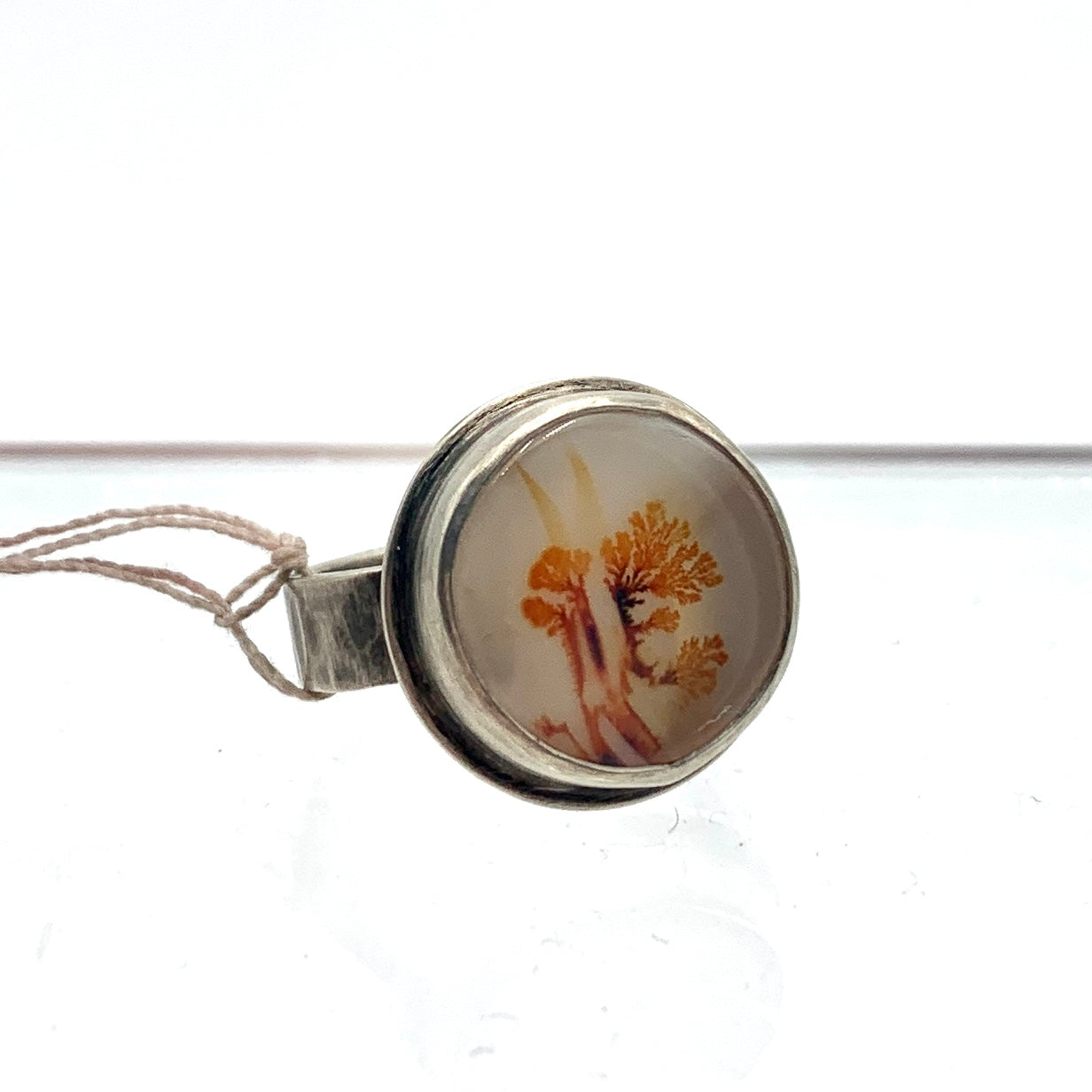 SS and Dendritic Agate Round Ring