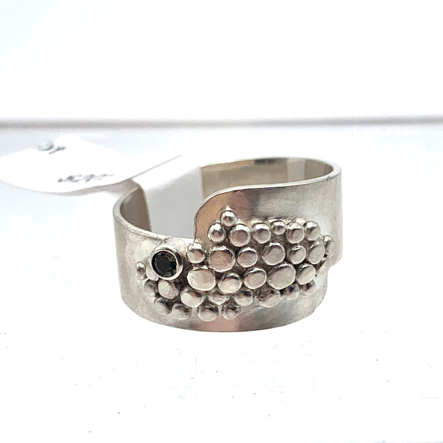 SS Granulation Ring w Green Tourmaline