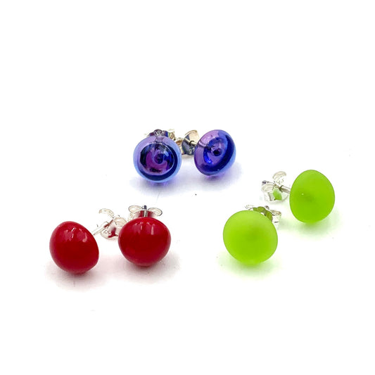 Stud Earrings Glass/Sterling Various Colours