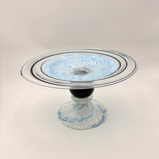 Pedestal Platter with Cane Swirl
