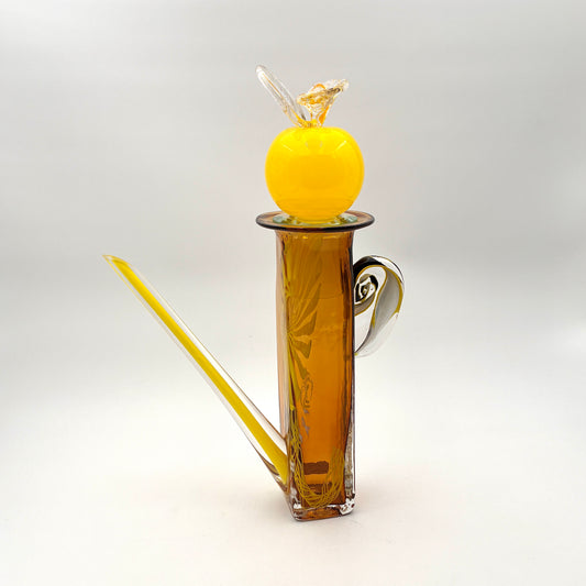 Large Amber Glass Lidded Teapot