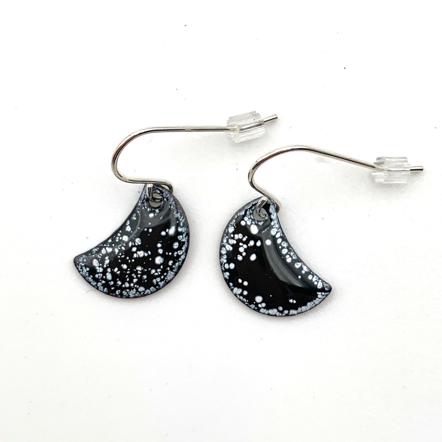 Enamel Mini Moon Earrings