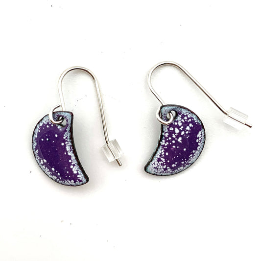 Enamel Mini Moon Earrings