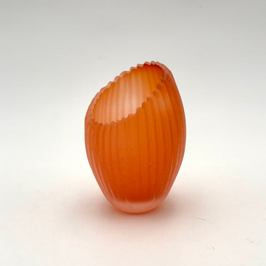 4.5 Inch Carved Glass Peak Vase-Tangerine