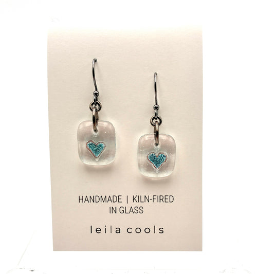 Aqua Heart Earrings