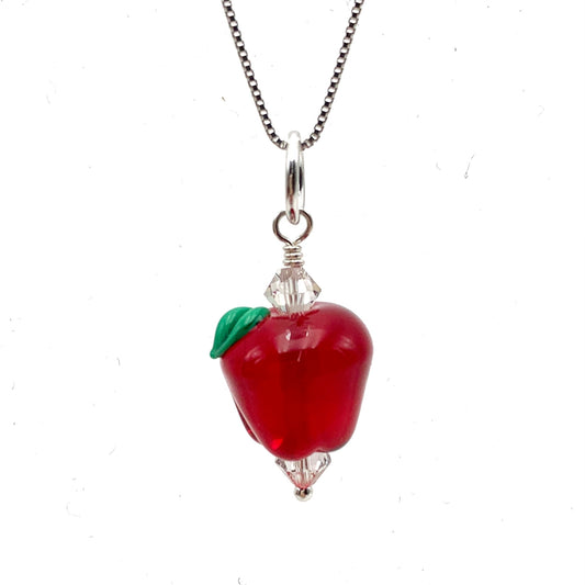 Glass Red Apple Necklace