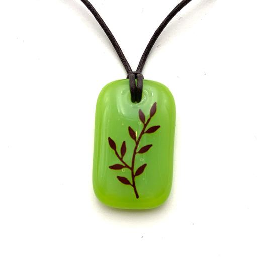 Leaf Branch Necklace - Green