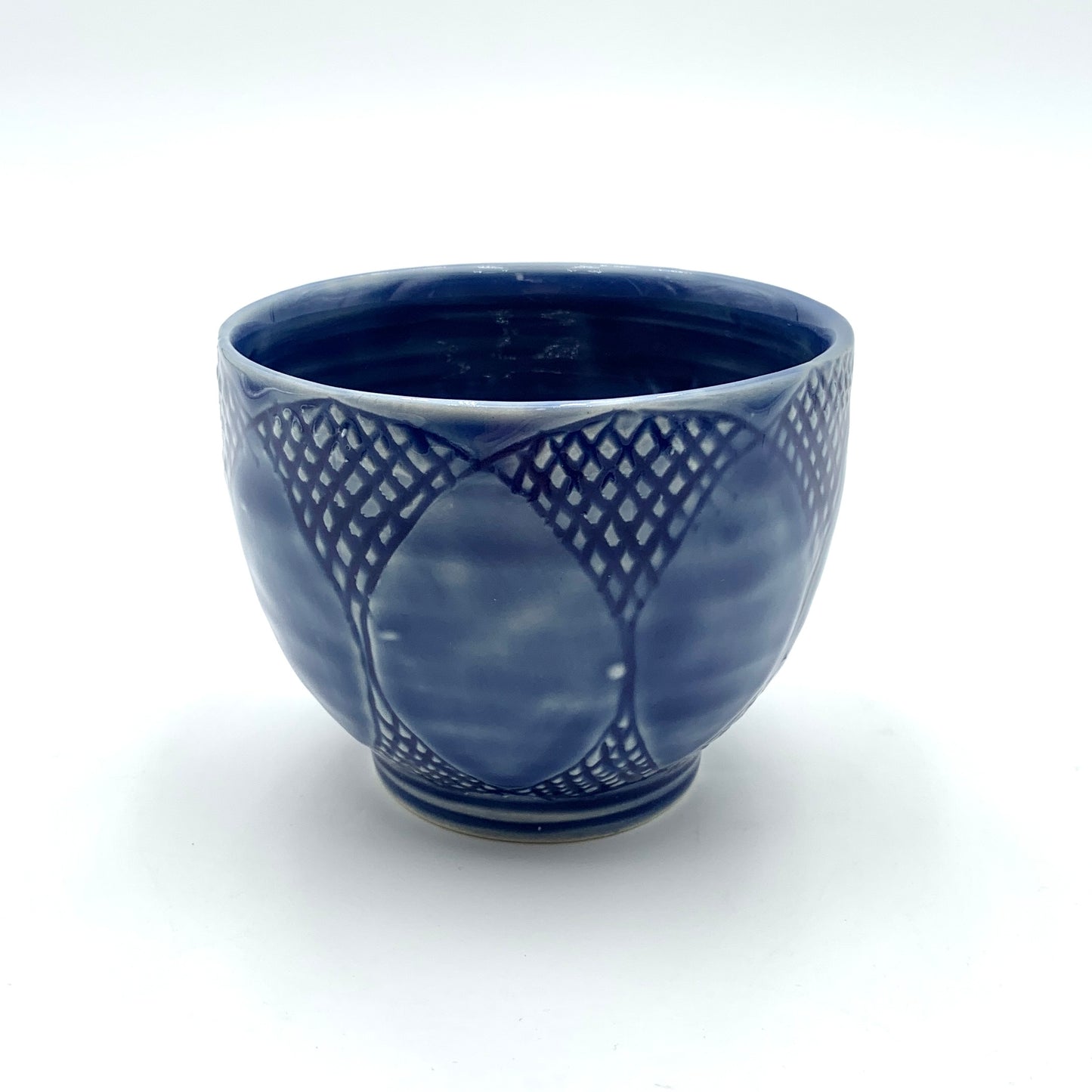 Tea Bowl Carved Dark Blue