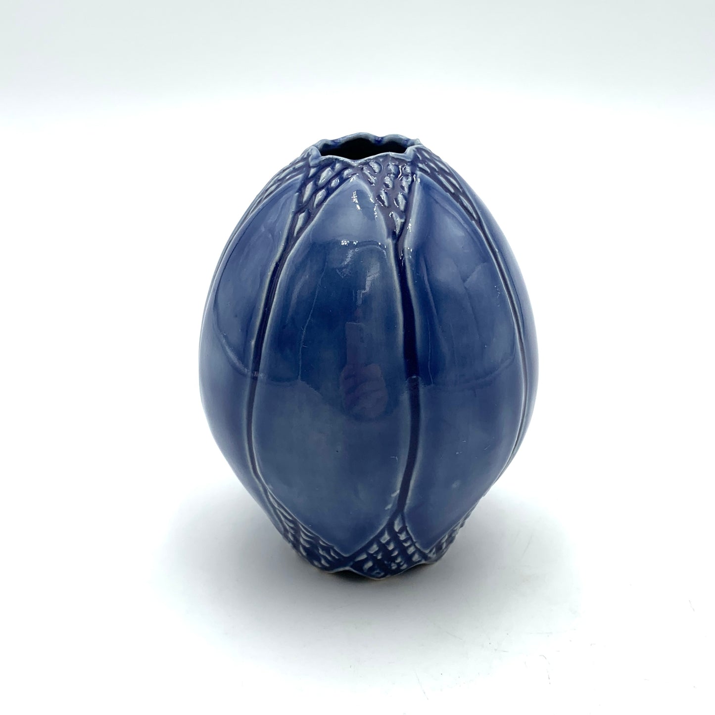 Bud Vase Carved Dark Blue