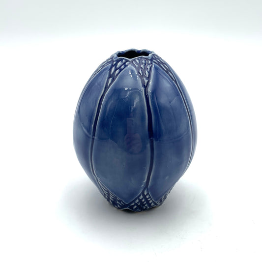 Bud Vase Carved Dark Blue