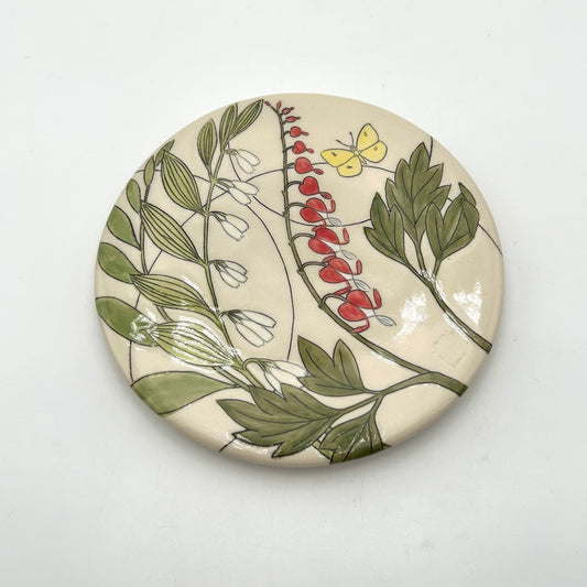Trivet Yellow Butterfly white and red plants