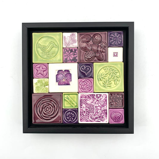 Quilt Tile 6 x 6 purple lime white