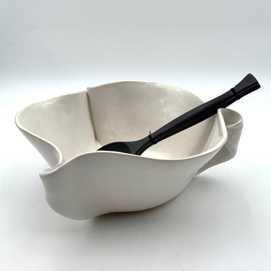 Large Curly Bowl- Grey and White