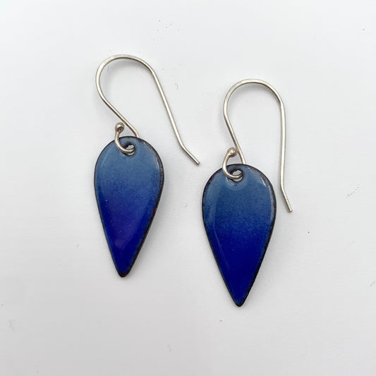 SS and Copper Earrings w Blue Fade Enamel Teardrop (1)