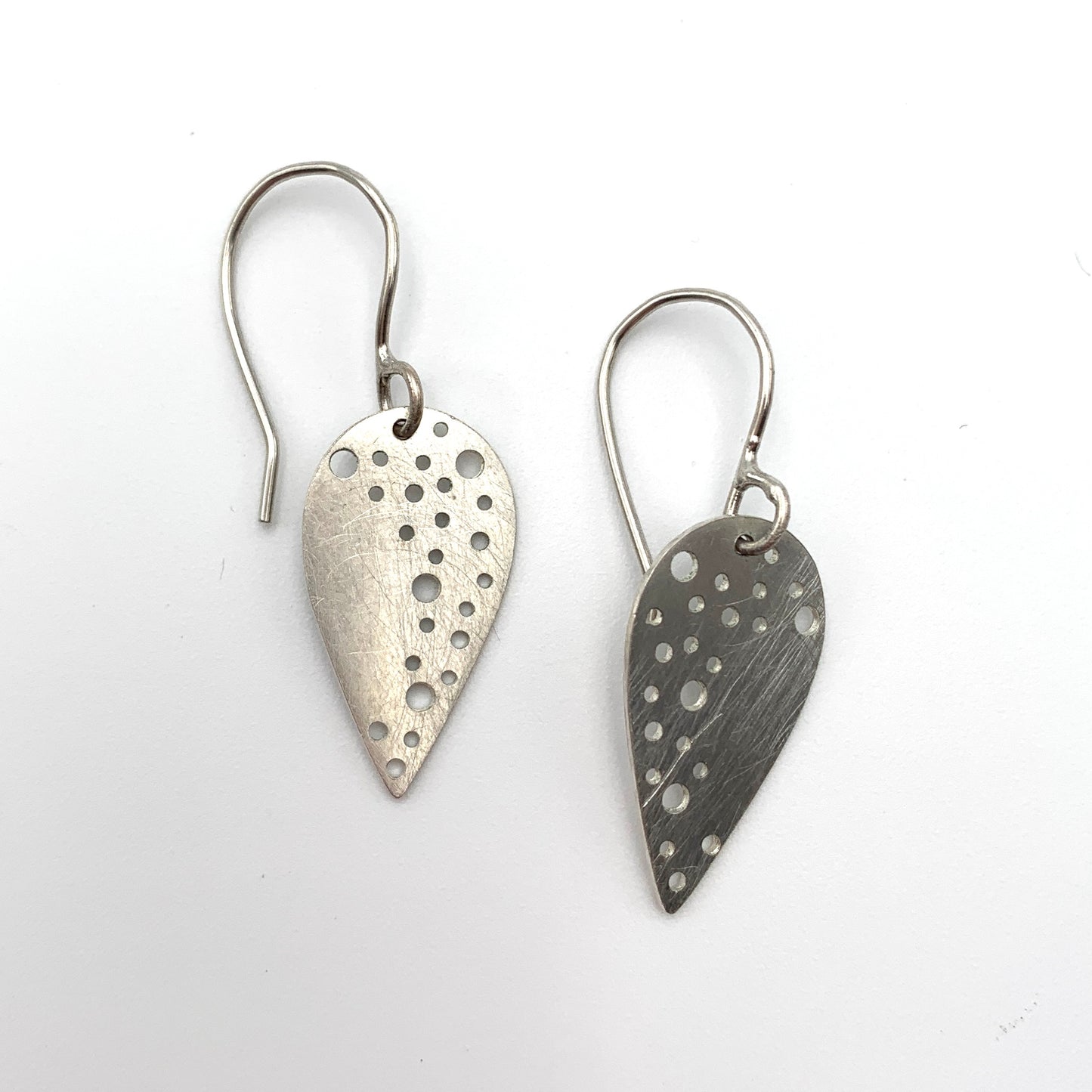 SS Drilled Holes Teardrop Earrings