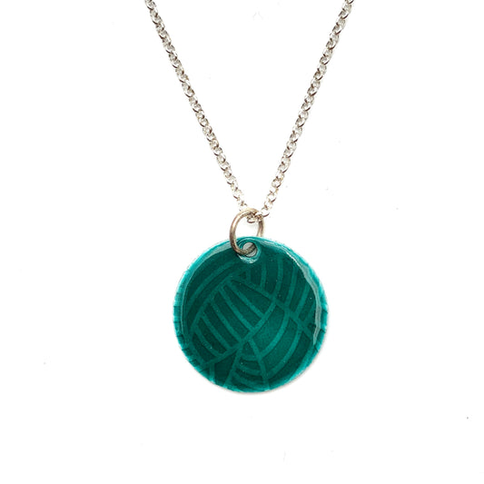 SS Textured Enamel Disc Pendant