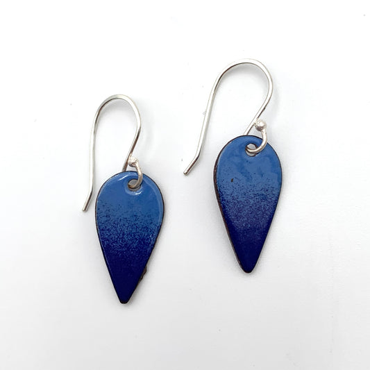 SS and Copper Earrings w Blue Fade Enamel Teardrop (2)