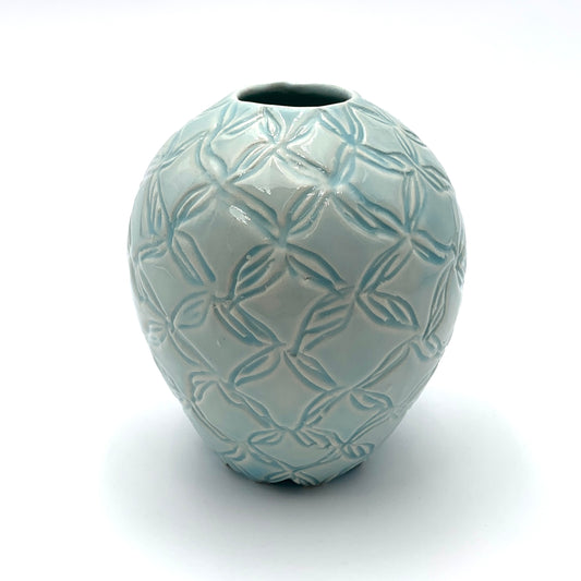 Lidded Vase Carved Celadon