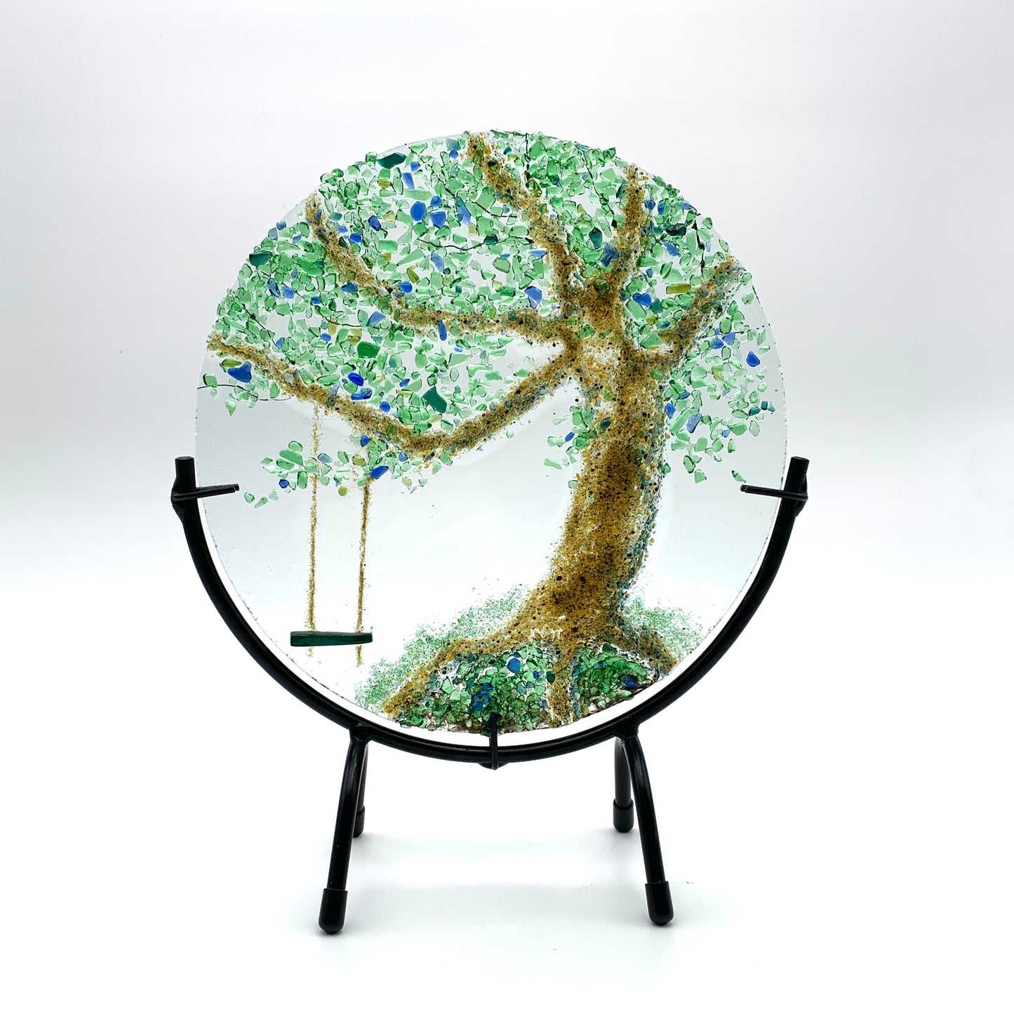 8" Round Fused Glass on Stand - Swing