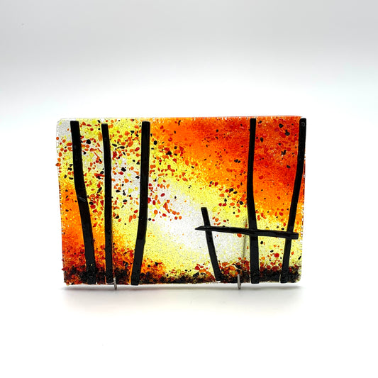 Rectangular Fused Glass - "Back Forty" Red/Orange