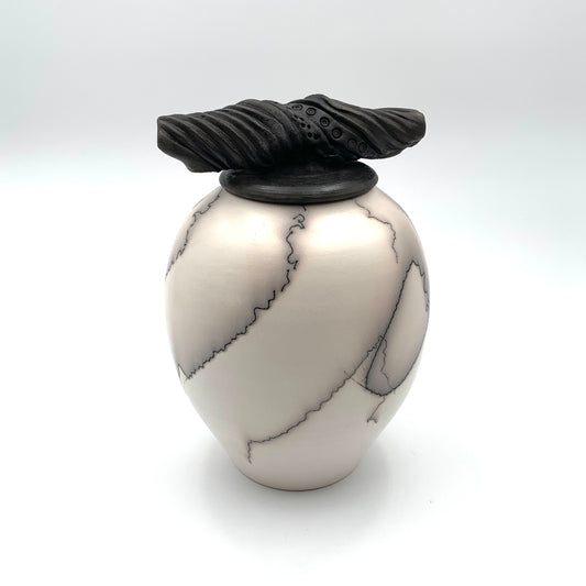 Horsehair Lidded Jar Tall